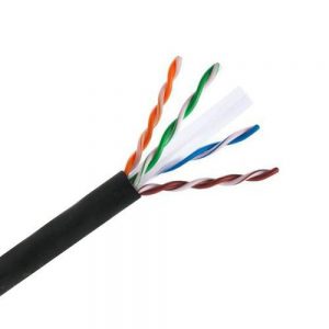 Outdoor CAT 6 Burial, Black Sheath - Exposed Wires and Spline