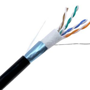 Outdoor CAT 5E Shielded Direct Burial with Waterblock Tape - Exposed Wires and Tape