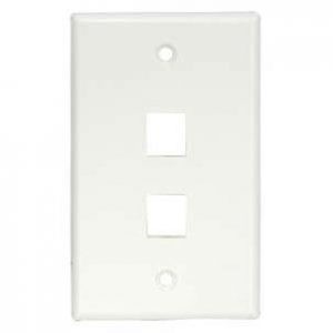 White - 2 Port Wall Plate Smooth Face