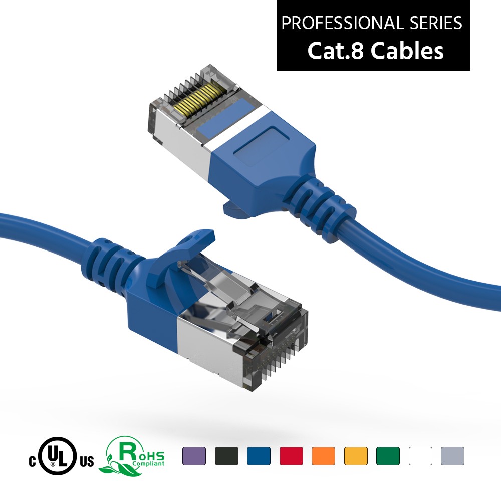 50 Foot Cat.8 S/FTP Ethernet Network Cable 2GHz 40G - Blue