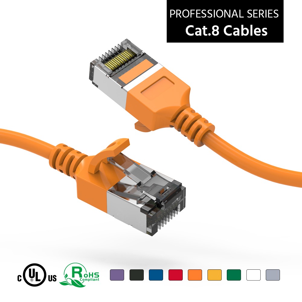 Lot De 100 Câbles Ethernet RJ45 Cat5e – 5 Pieds (1,5m) – Orange – Neufs