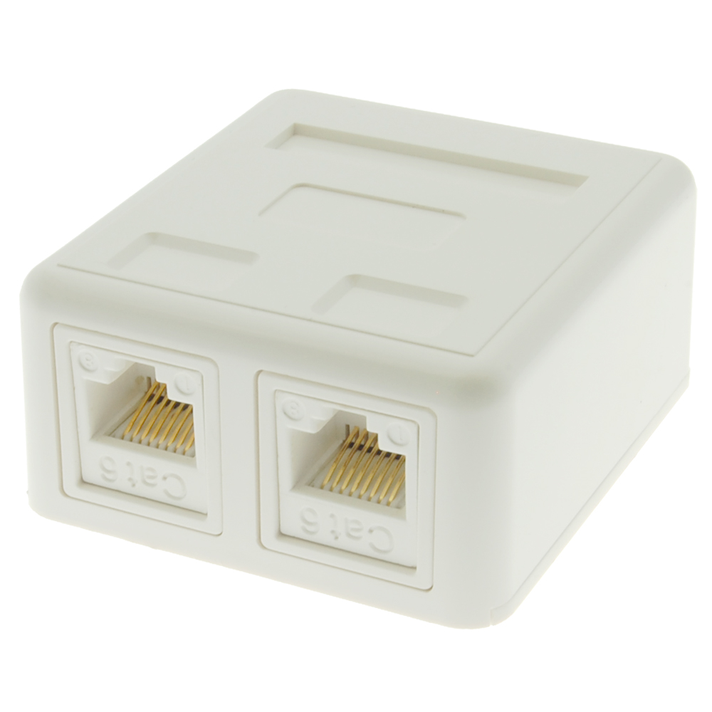 Cat 6 2Port Surface Mount Box with White Keystone Jacks Built-in SKU ...