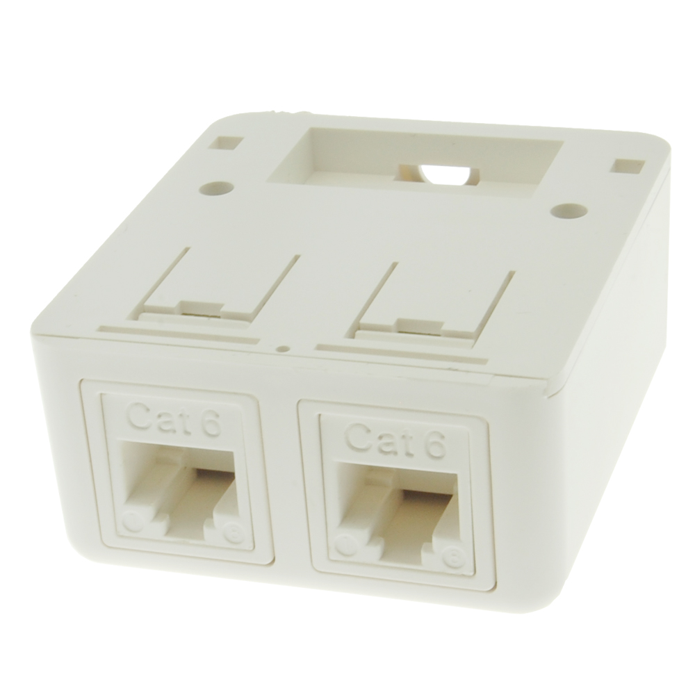 Cat 6 2Port Surface Mount Box with White Keystone Jacks Built-in SKU ...