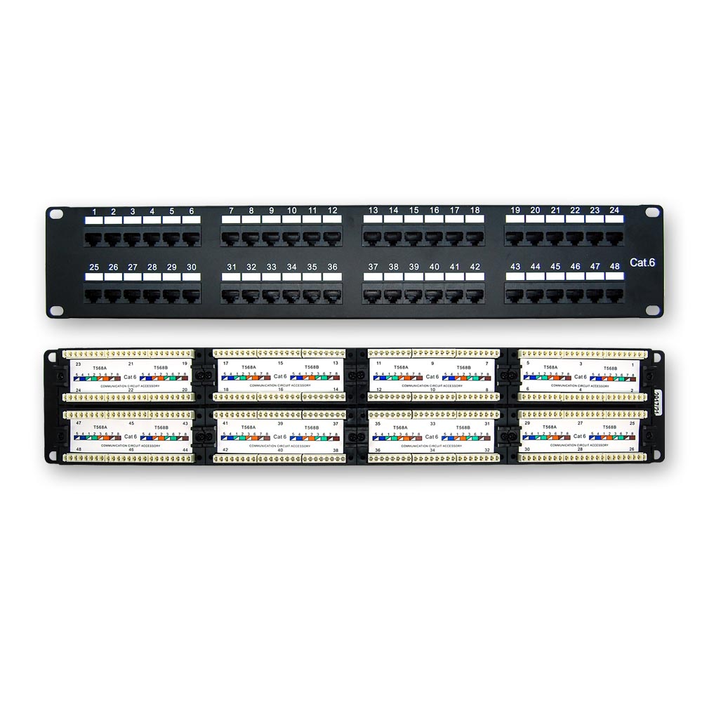 Vertical Cable Cat6 48 Port 19 Horizontal Rackmount 2U Patch Panel