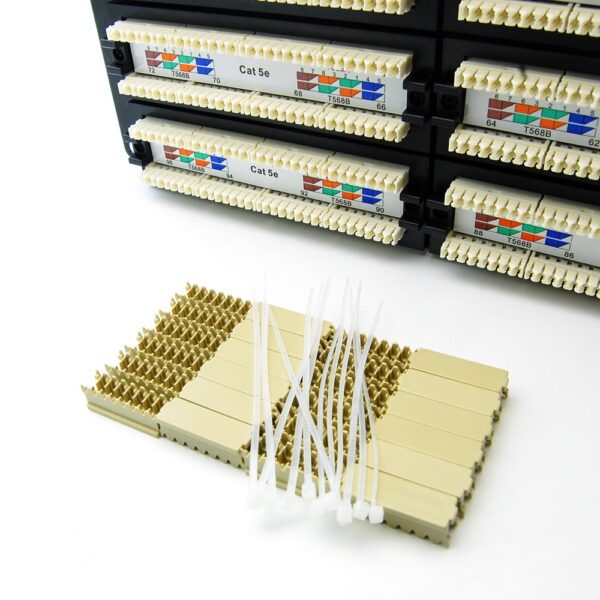 CAT 5E 96-Port Patch Panel Rackmount - Back View with Accessories