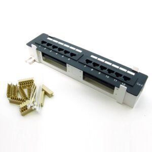 CAT 6 12-Port Patch Panel - Bottom View with Accessories