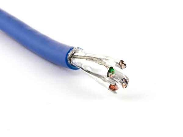 CAT 6A Shielded Plenum, Blue Sheath- Exposed Wires and Individual Foil Shields