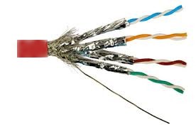Red - CAT 7A Dual Shielded Indoor Patch Cable - Exposed Wires and Shielding