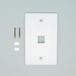 White - 1 Port Keystone Wall Plate Decora Type - Front View with Components