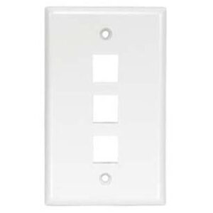 White - 3 Port Wall Plate Smooth Face