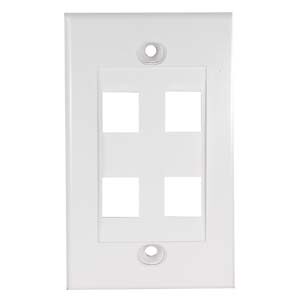 White - 4 Port Keystone Wall Plate Decora Type - Front View
