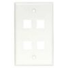 White - 4 Port Wall Plate Smooth Face