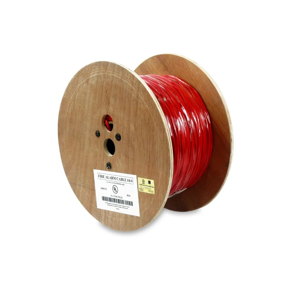 1000FT 18AWG/4C Solid Unshielded Fire Alarm FPLR Bare Copper Cable Red ...