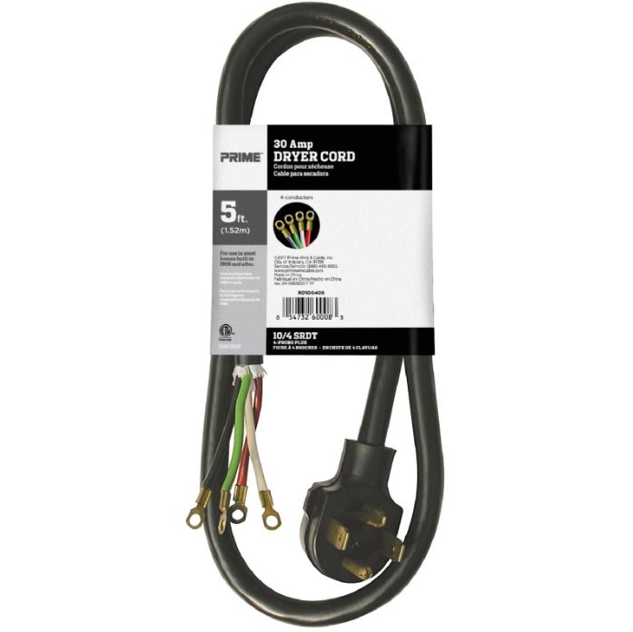 5Ft 10 4 30 Amp Black 4 Wire Dryer Cord SKU ATDS210702 American